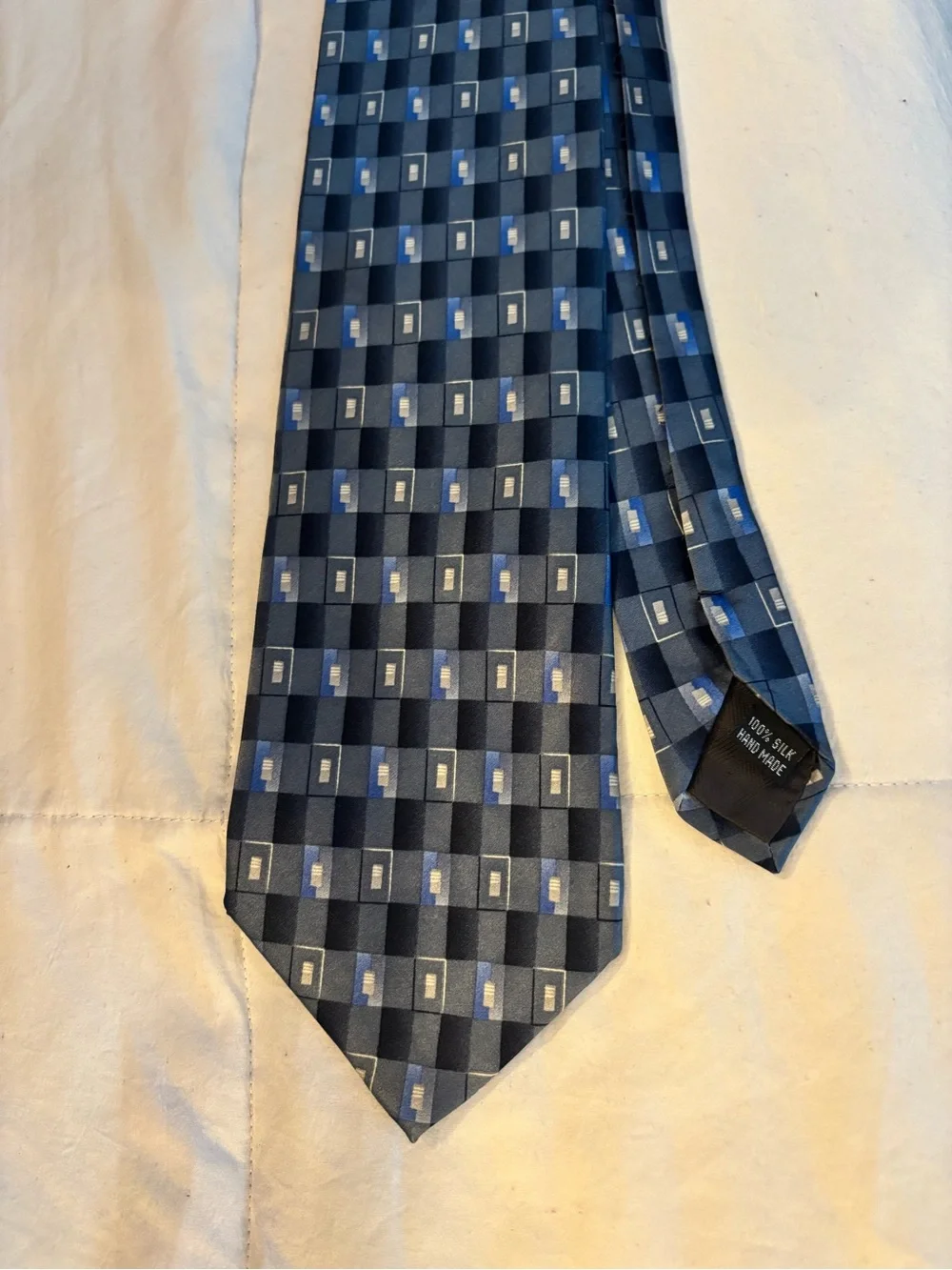 Classic Blue Geometric Silk Tie